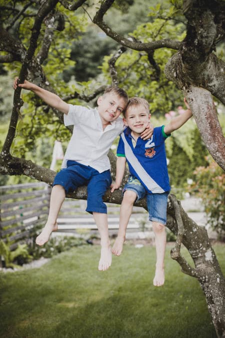 Brüder sitzen auf einem Baum